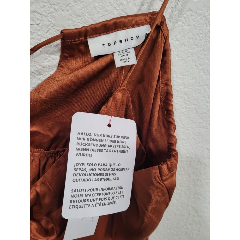 Topshop Women's Twist Satin Cami Chocolate size 8‎ NEW #15 - Picture 7 of 7